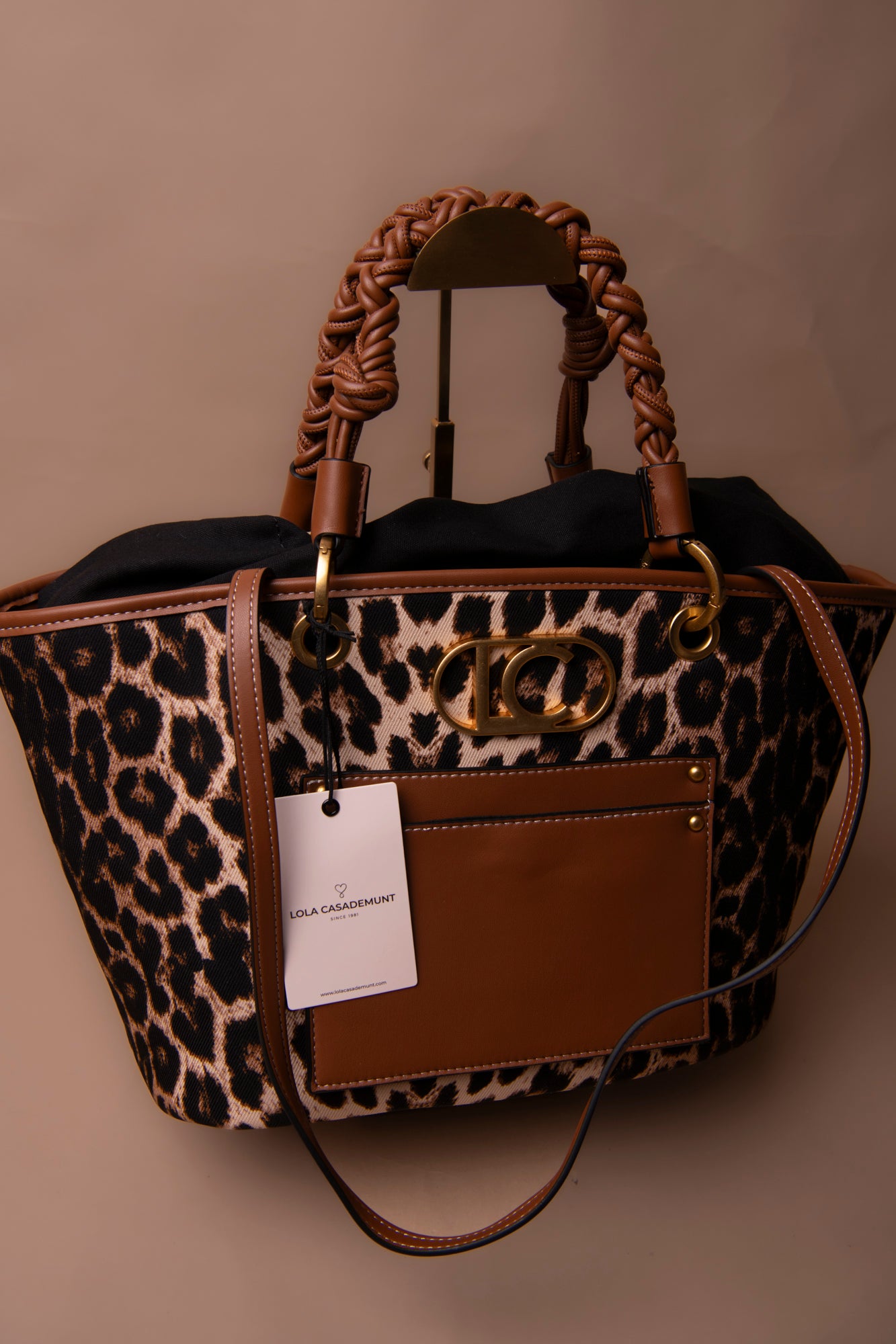 Leopard Print Shopper with Faux Leather