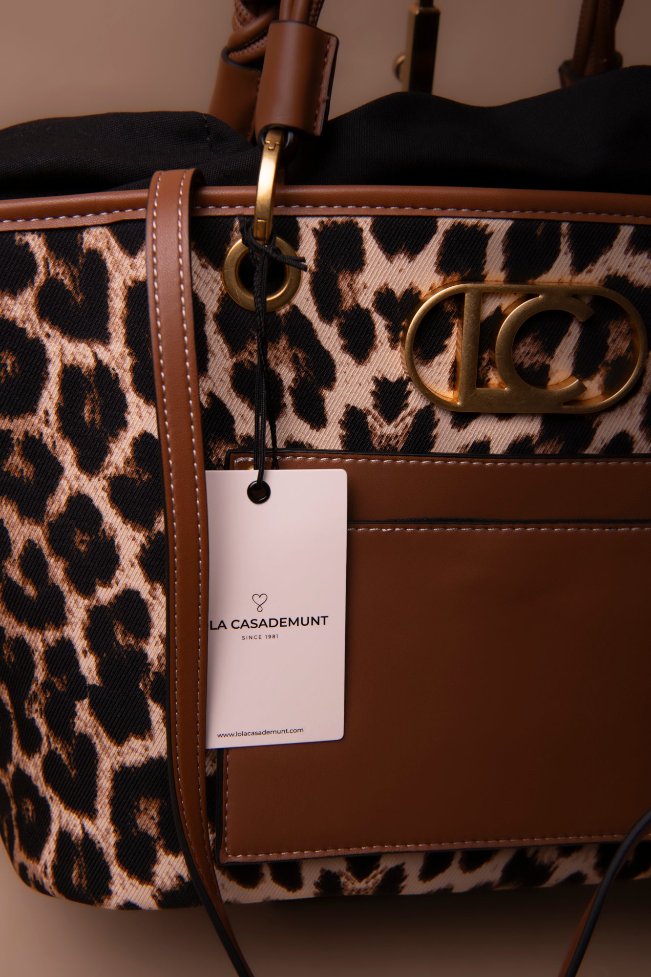 Leopard Print Shopper with Faux Leather