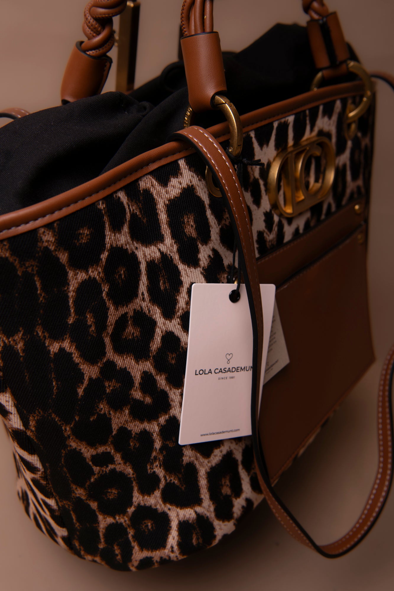 Leopard Print Shopper with Faux Leather