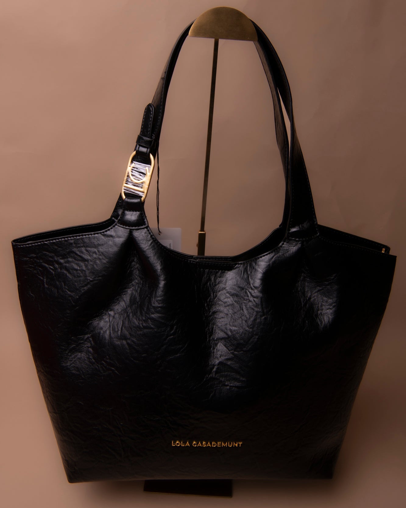 Pleated Shopper with Logo Handle