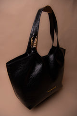Pleated Shopper with Logo Handle