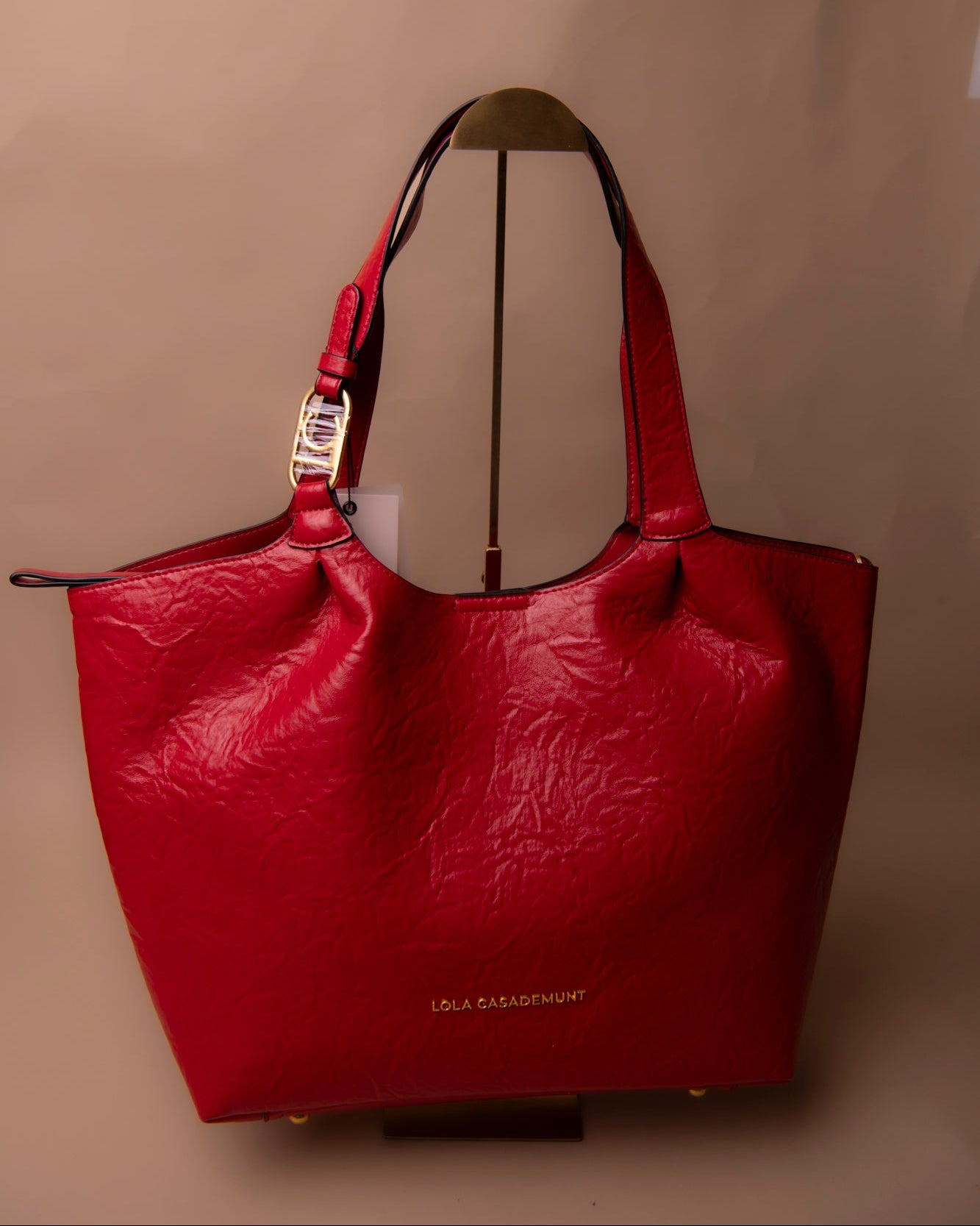 Pleated Shopper with Logo Handle