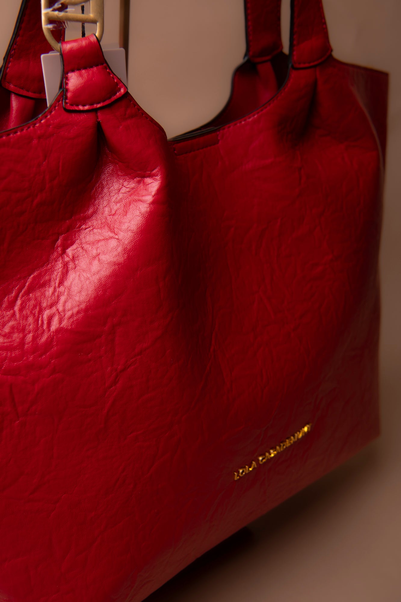 Pleated Shopper with Logo Handle