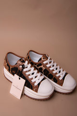 Platform Sneaker with Leopard Print and Stud Details