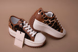 Platform Sneaker with Leopard Print and Stud Details