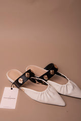 Flat Shoe with Elastic and Metallic Appliques