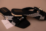Flat Stripe Canvas Sandal with Bow Detail