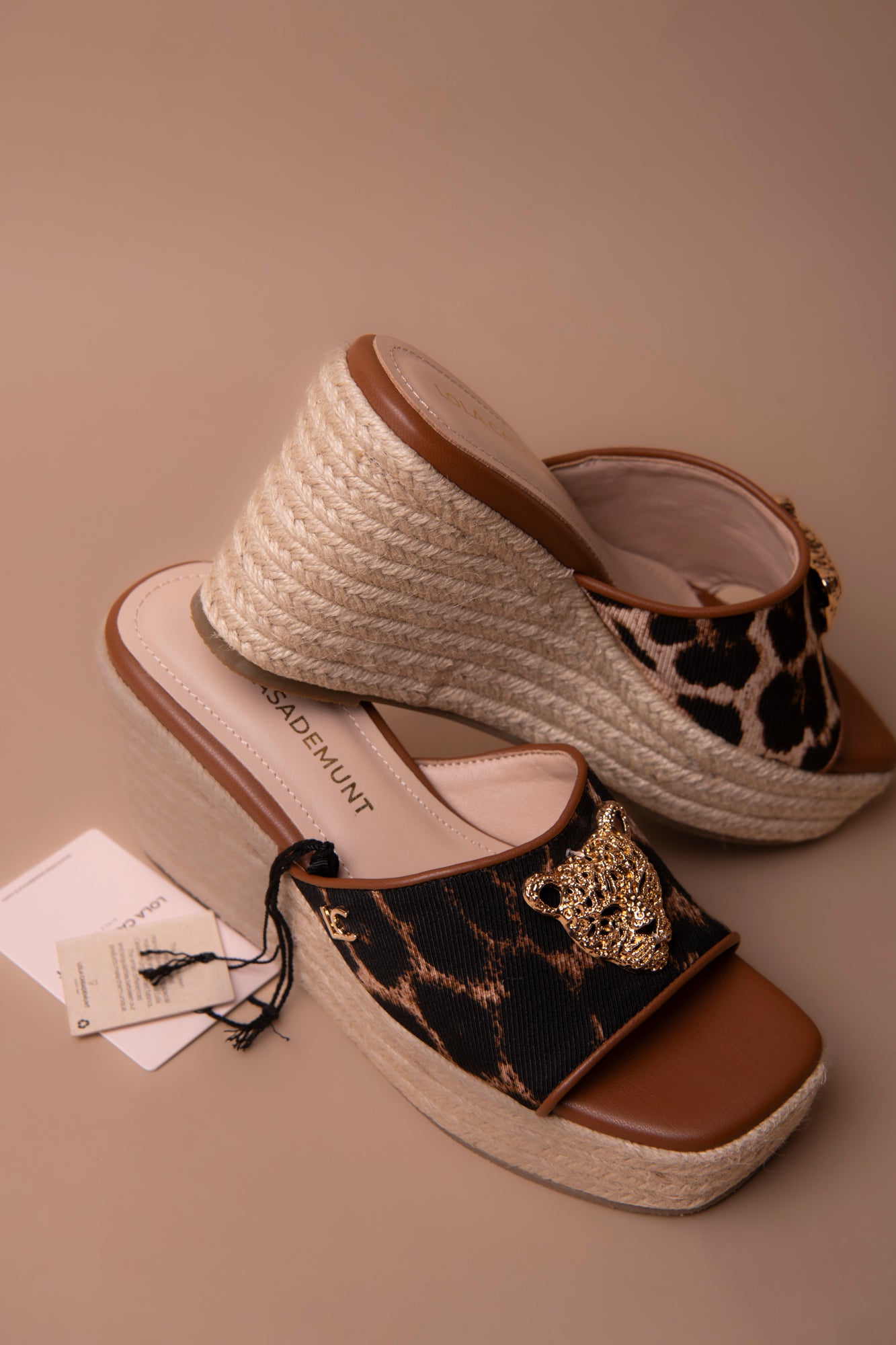 Leopard Print Wedges with Metallic Detail