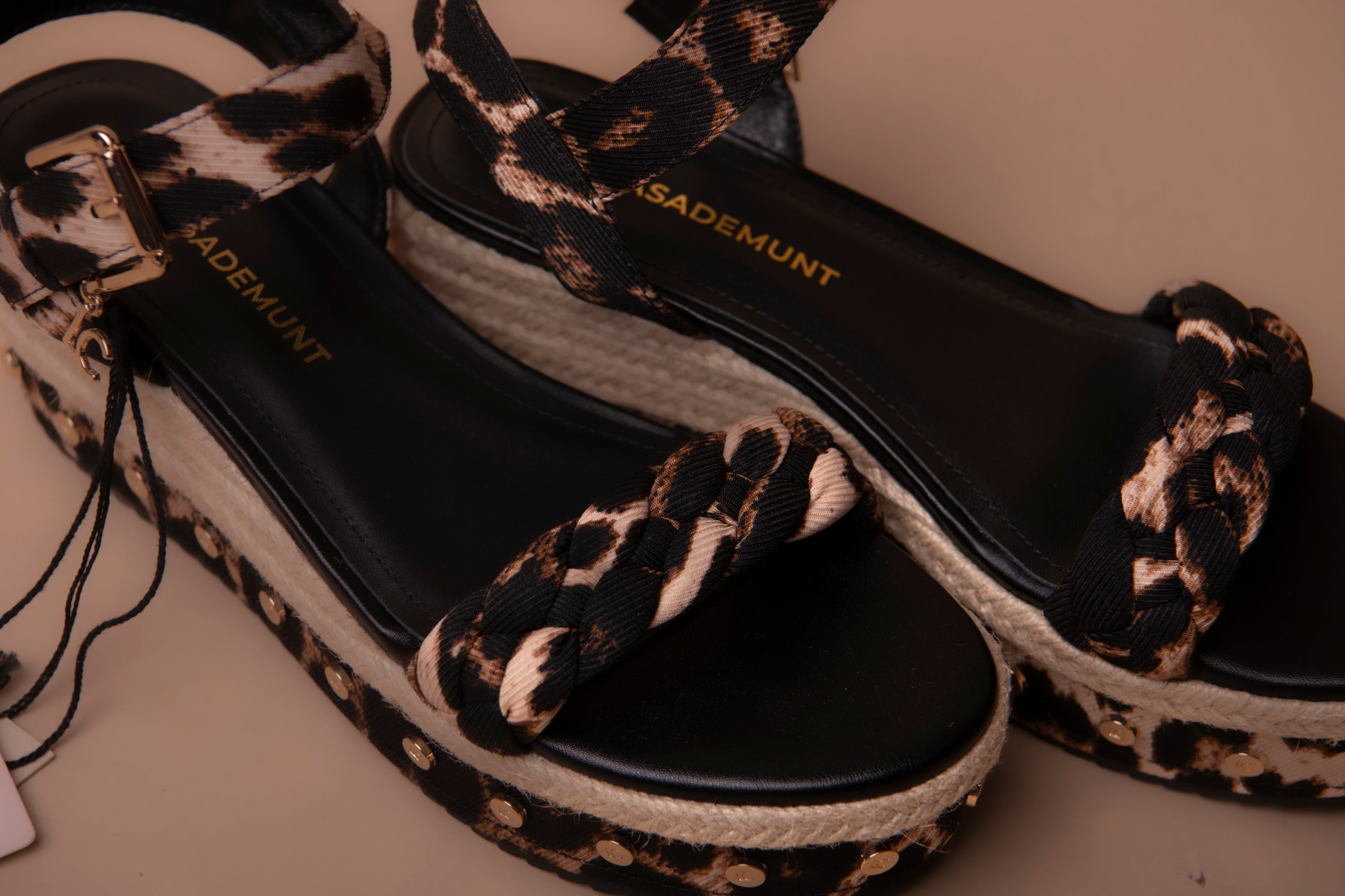 Braided Strap Wedge with Metallic Details