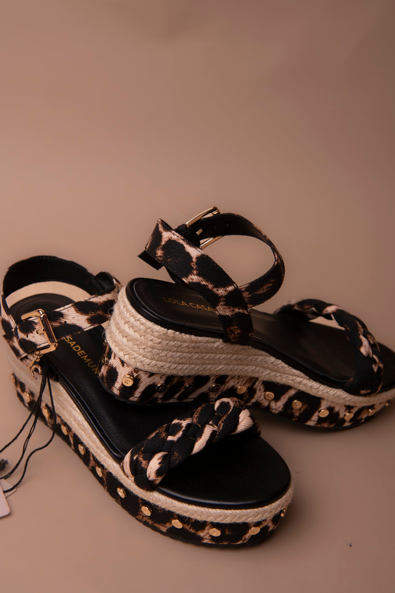 Braided Strap Wedge with Metallic Details