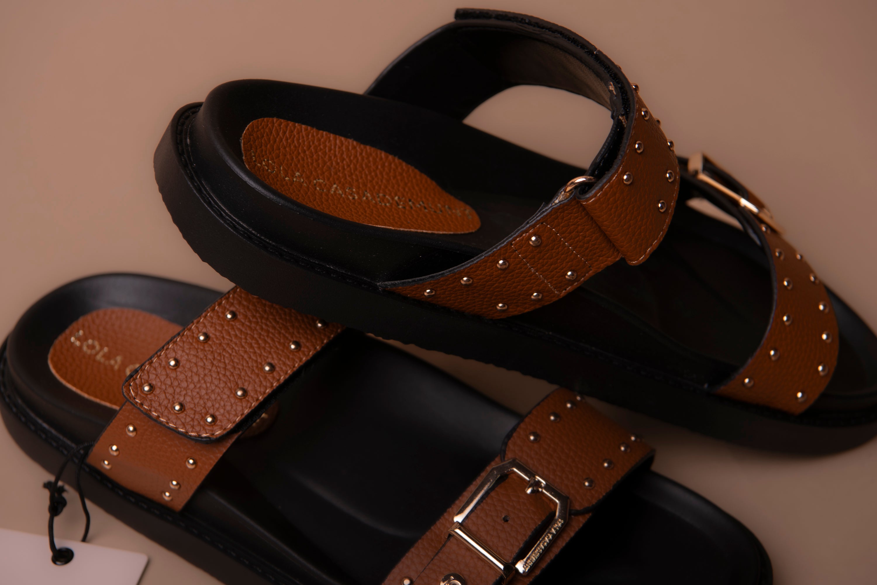 Flat Sandal with Straps and Metal Details