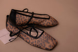 Flat Ballerina Shoe in Mesh Animal Print with Sparkle Strap