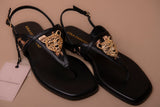 Flat Sandal with Animal Print and Metallic Detail