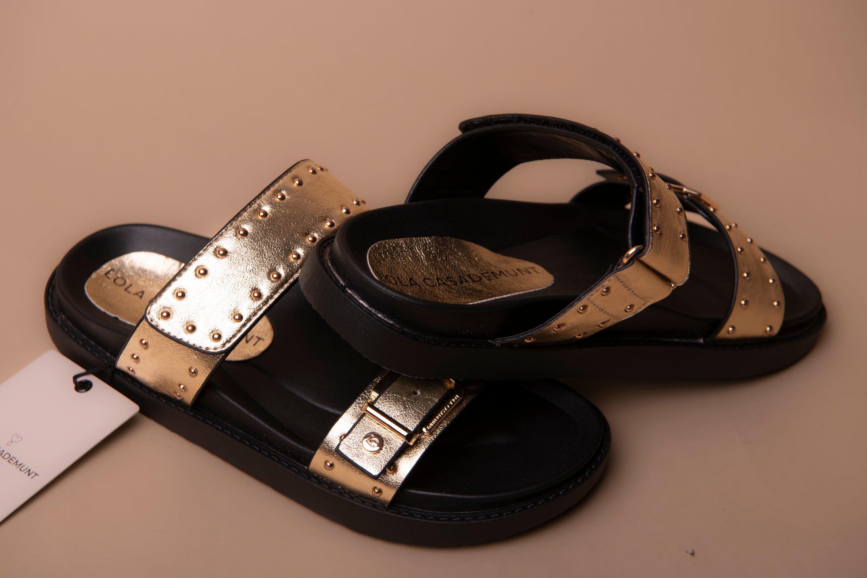 Flat Sandal with Straps and Metal Details