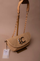 Event Bag Rattan Effect Leopard Logo