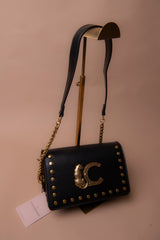 Animal Studded Flap Crossbody Bag
