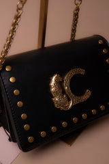 Animal Studded Flap Crossbody Bag