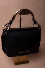 Red Crossbody Bag with Perforated Metal Handle