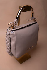 Red Crossbody Bag with Perforated Metal Handle