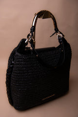 Shopper Bag Combined Rattan Effect with Die-Cut Handle Logo