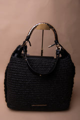 Shopper Bag Combined Rattan Effect with Die-Cut Handle Logo