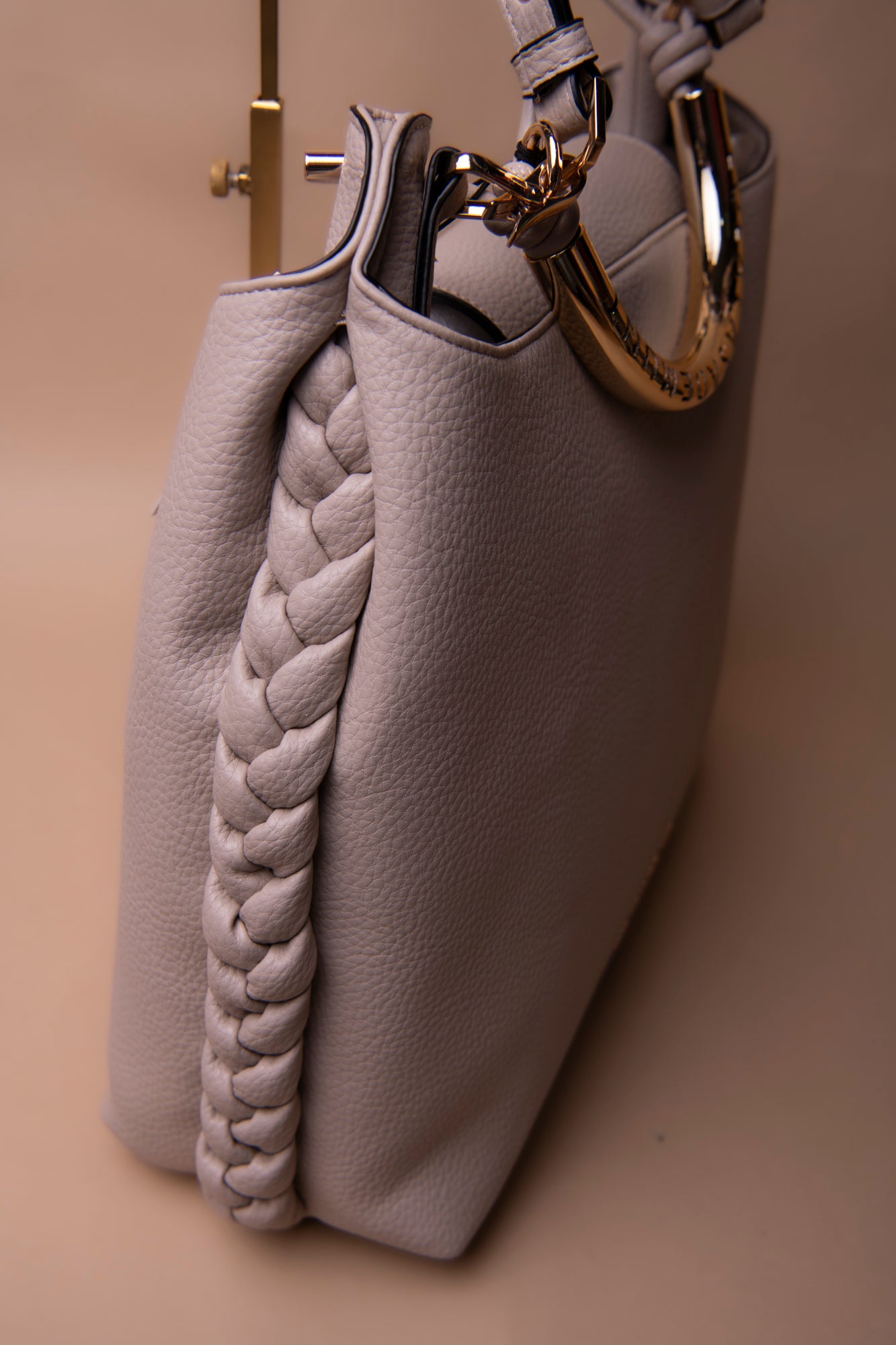 Shopper Bag with Cut-Out Metal Handle