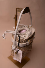 Bucket Bag with Faux Leather Details