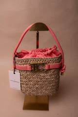 Bucket Bag with Faux Leather Details