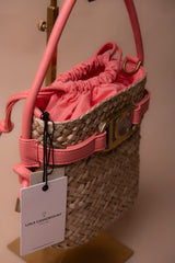 Bucket Bag with Faux Leather Details