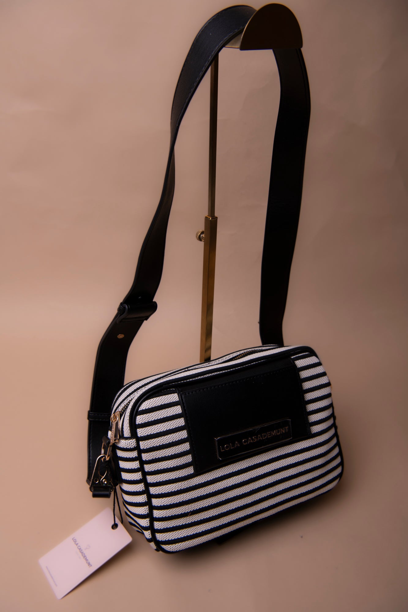 Striped Fabric Cross with Leather Effect