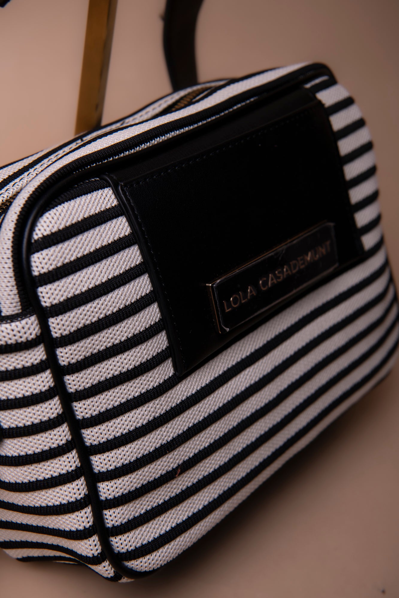 Striped Fabric Cross with Leather Effect