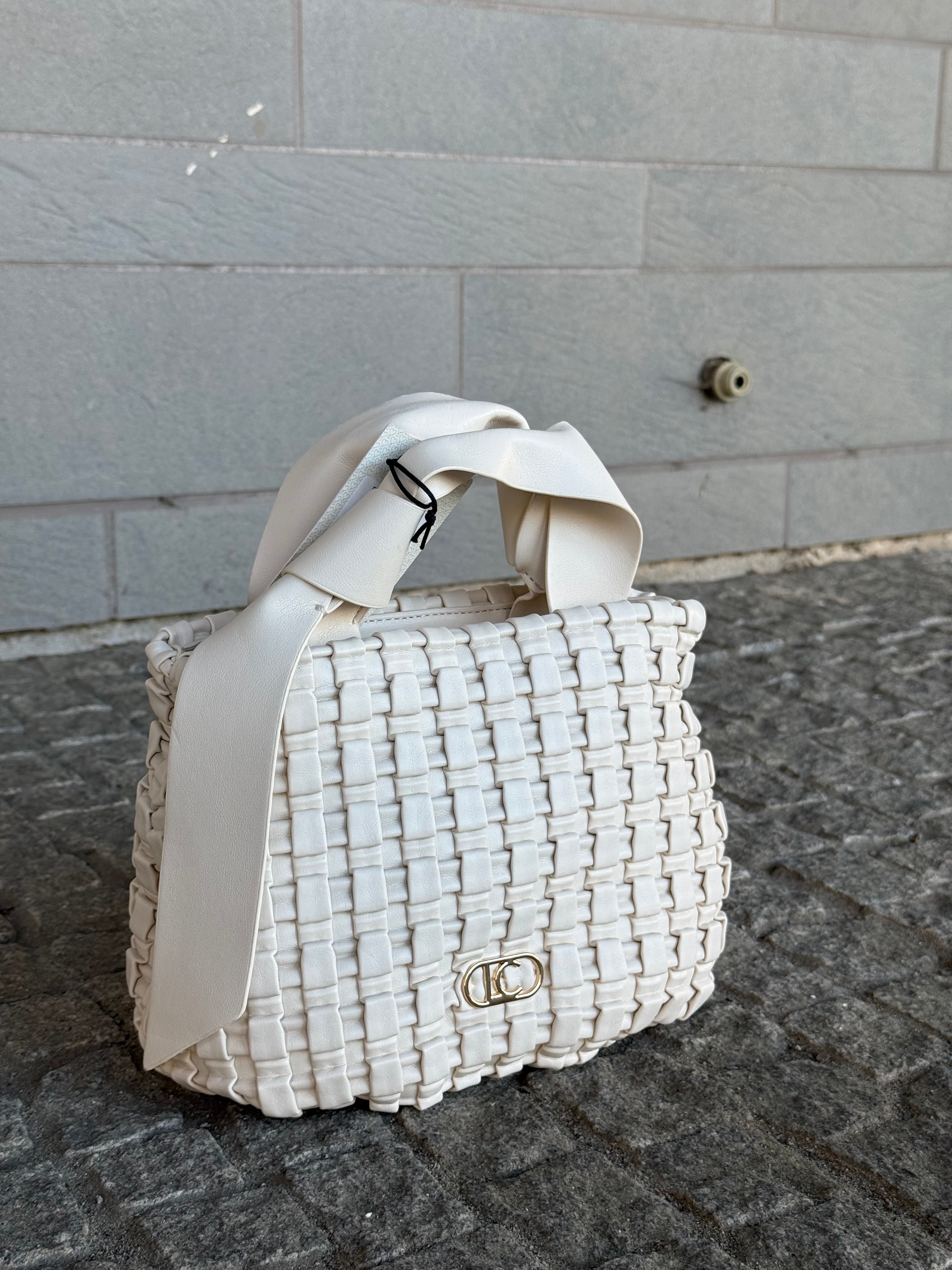Woven Material Bag with Bow Detail