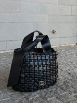 Woven Material Bag with Bow Detail