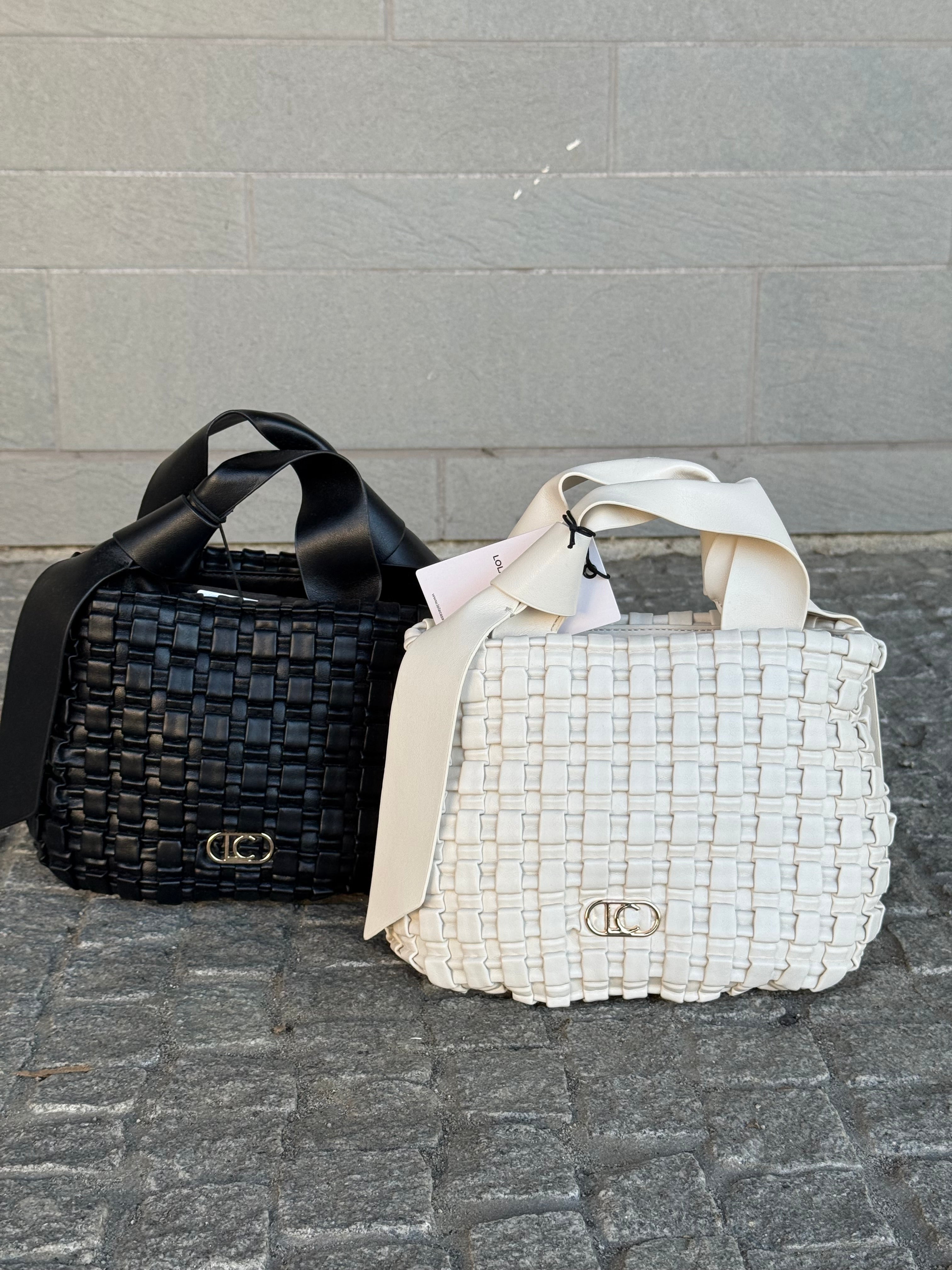 Woven Material Bag with Bow Detail