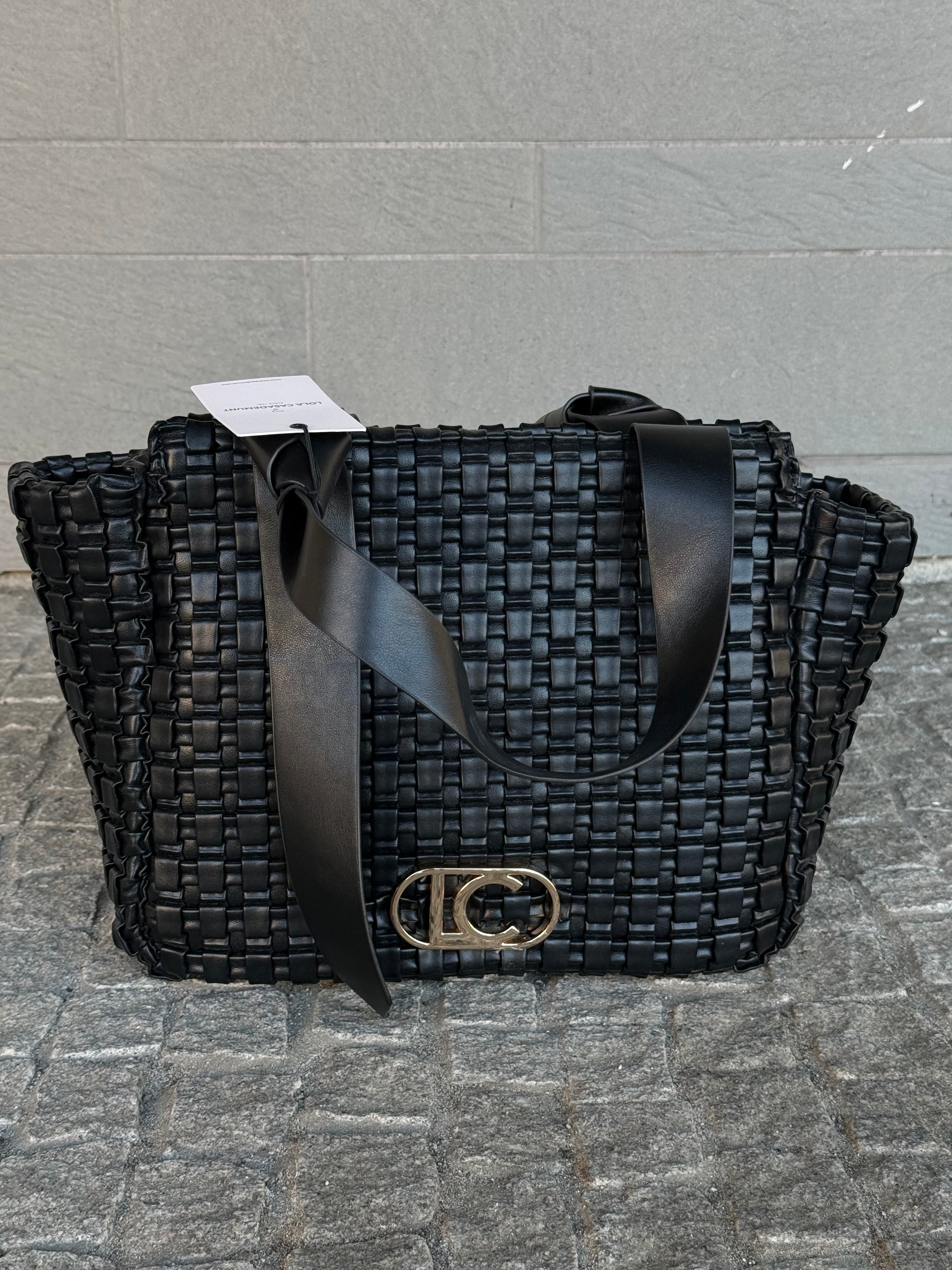 Braided Material Bag with Metallic Bow