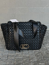 Braided Material Bag with Metallic Bow