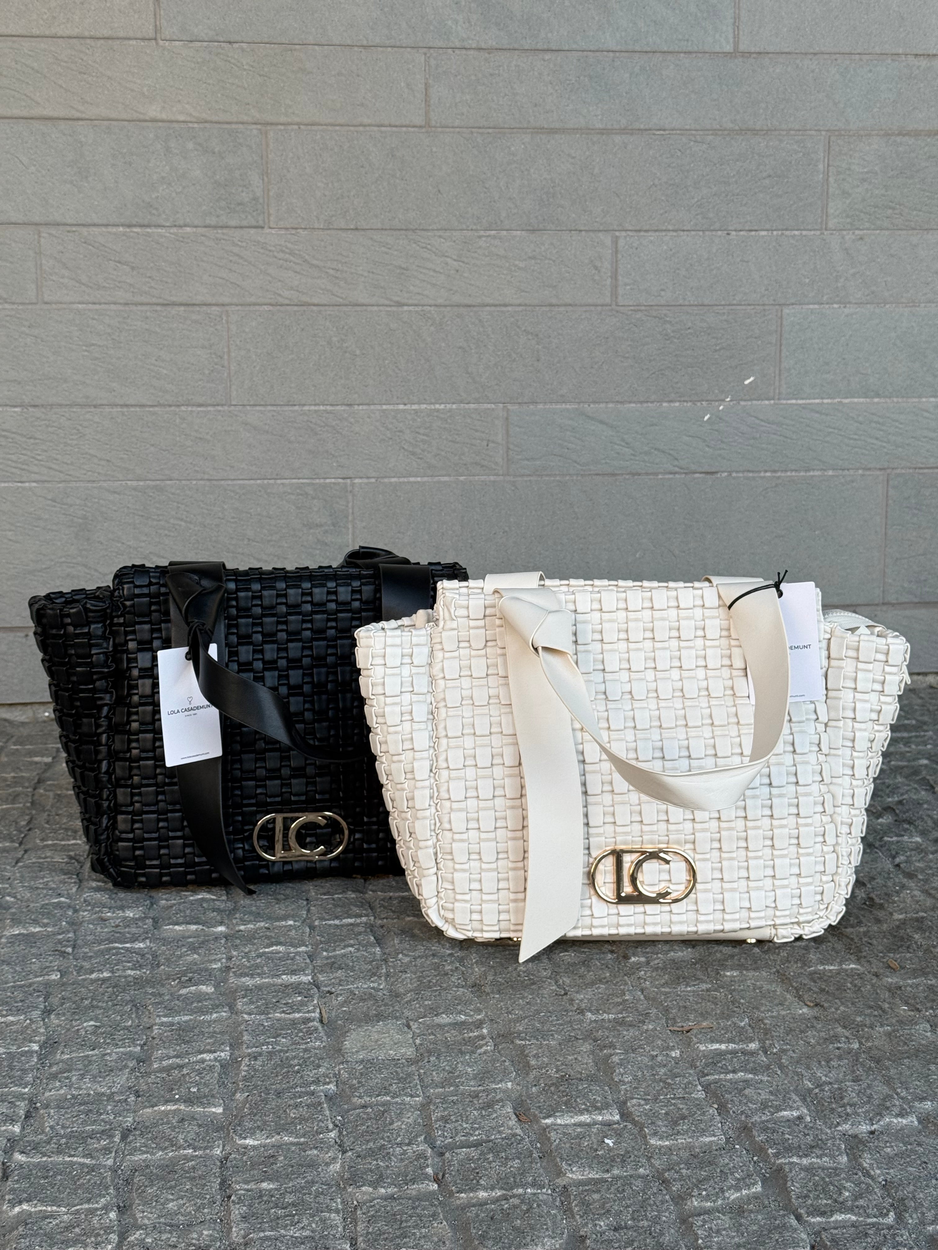 Braided Material Bag with Metallic Bow