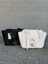 Braided Material Bag with Metallic Bow