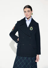 Navy tabard coat with patches