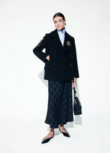 Navy tabard coat with patches