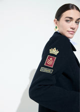Navy tabard coat with patches