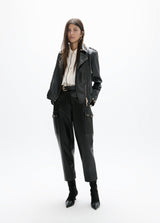 Leather-effect biker jacket with stud details