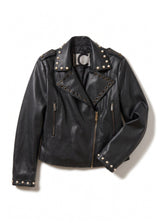 Leather-effect biker jacket with stud details