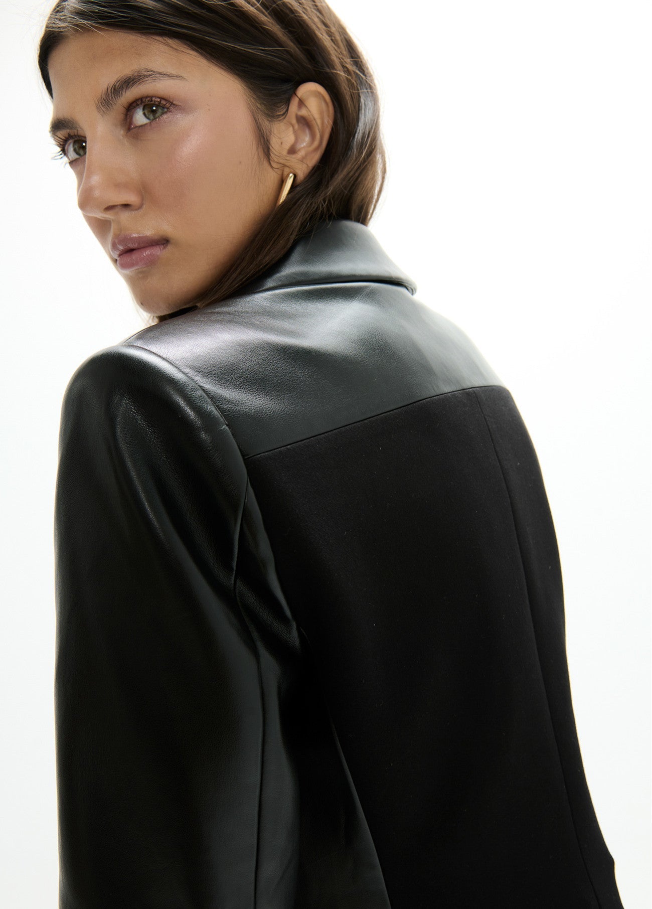 Leather effect combi blazer and circular blazer