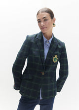 Plaid blazer with shield