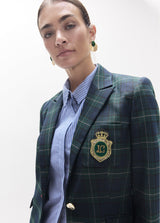 Plaid blazer with shield