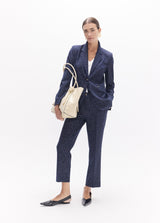 Fitted blazer in cashmere print microcorduroy