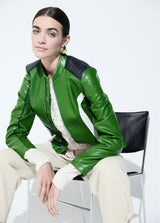 Chaqueta motera en efecto piel tricolor