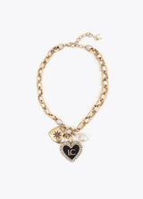 Necklace with personalized heart charms