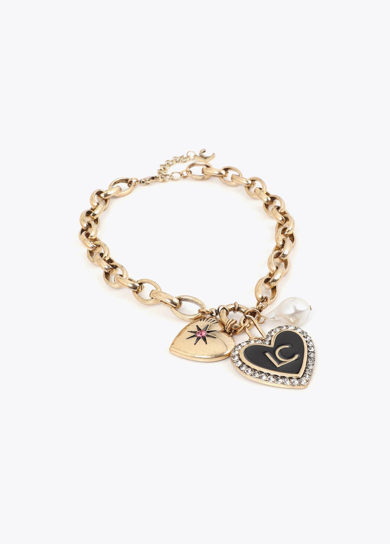 Necklace with personalized heart charms